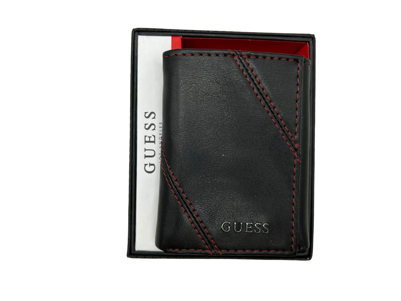 Billetera Guess Black Red 3 Cuerpos Estilo Urbano -0
