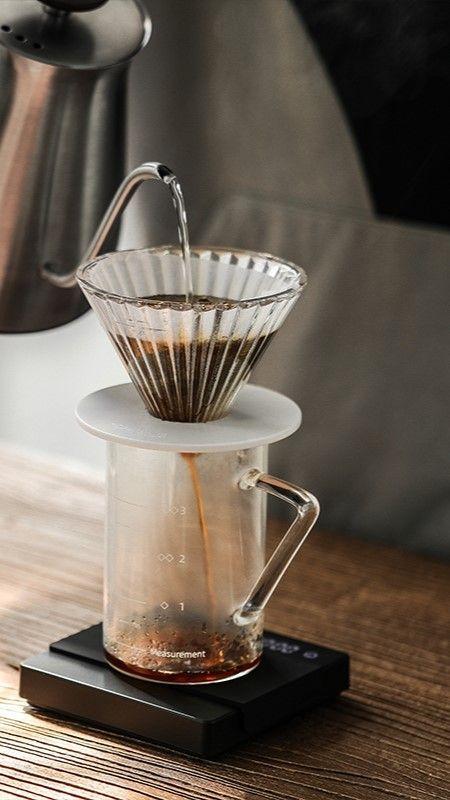 Dripper/gotero V60 Para Café - Vidrio + Base Blanca-2