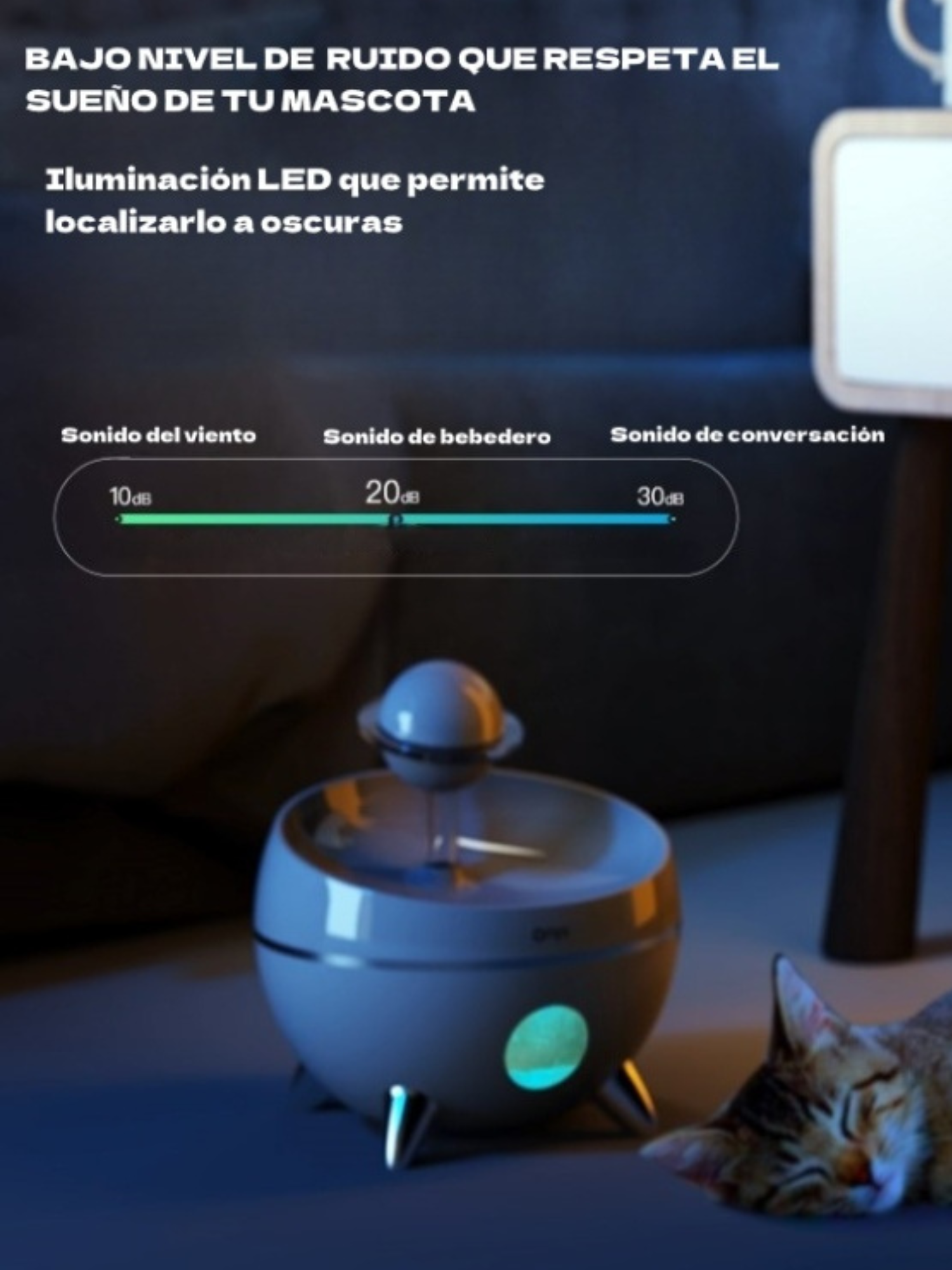 Bebedero Fuente de agua electrico 2,2 lts luces LED vision nocturna-3