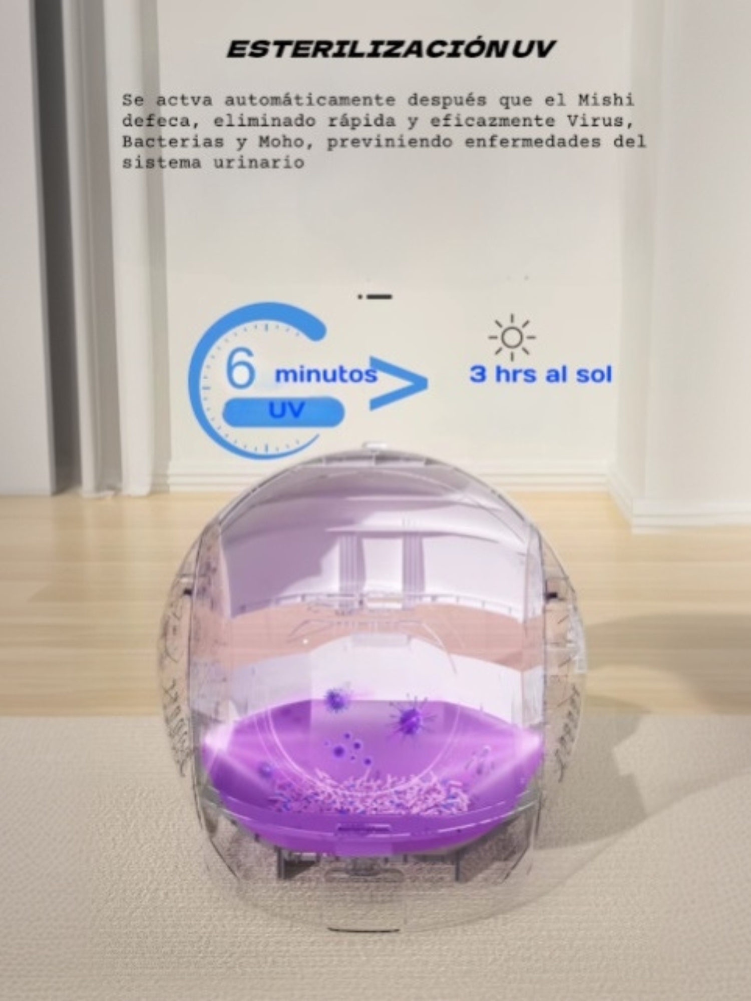 Arenero Autom tico Gato Auto Limpiante Uv Blanco 16 5kg-8