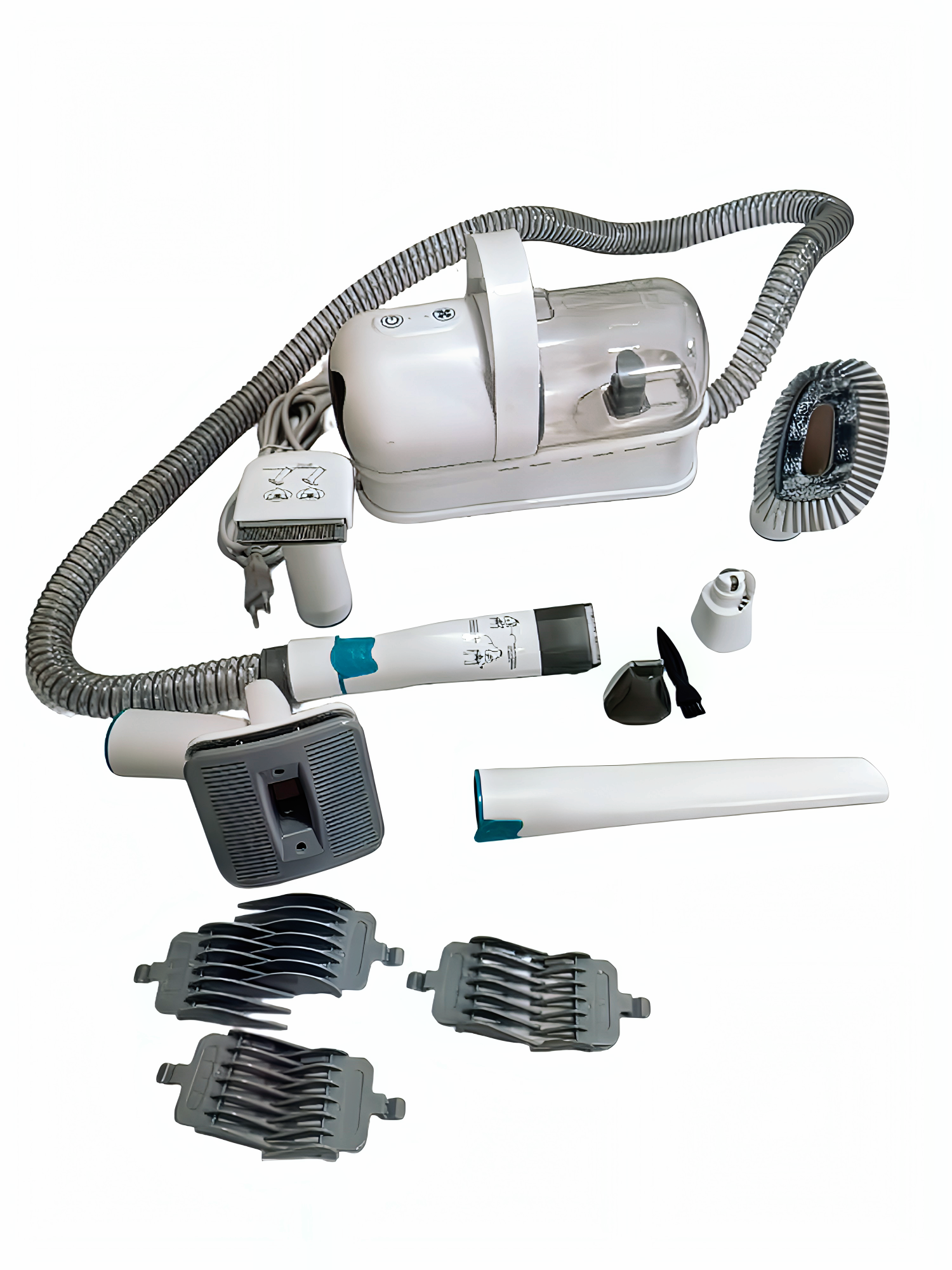 Kit Peluquería Mascotas Con Aspiradora 15 Accesorios Gris blanco-2