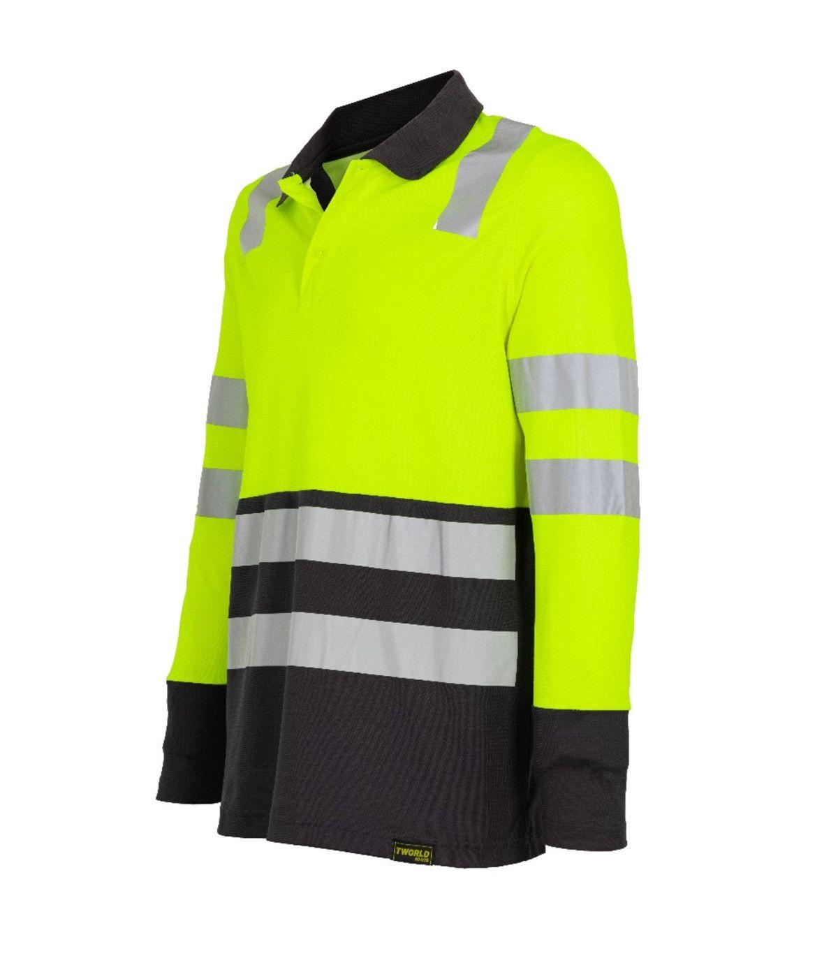  Polera Polo Hibrida Hi-Vis Bi Color Manga Larga Hombre-2