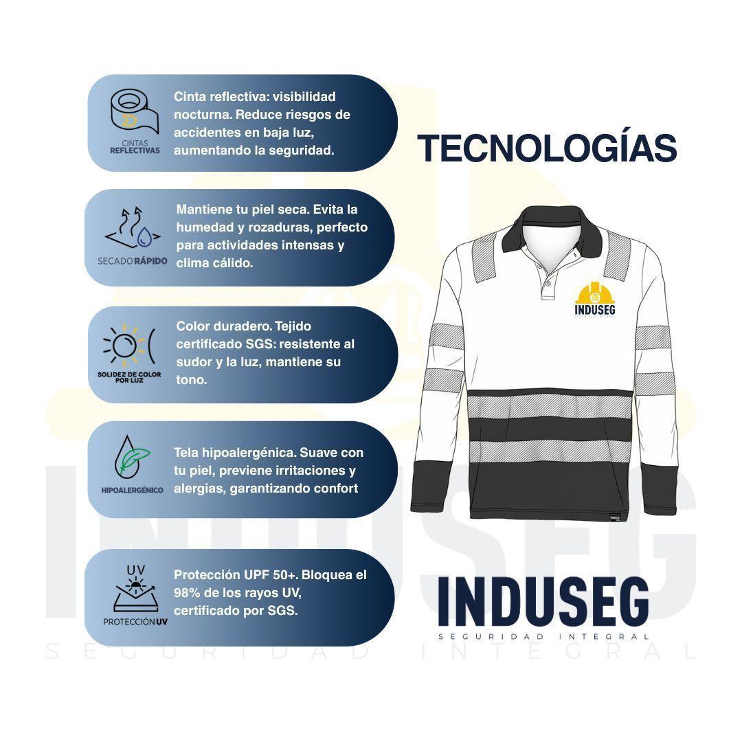 Polera Polo Altavisibilidad M/L Hombre Cinta Reflectiva UPF50+-6