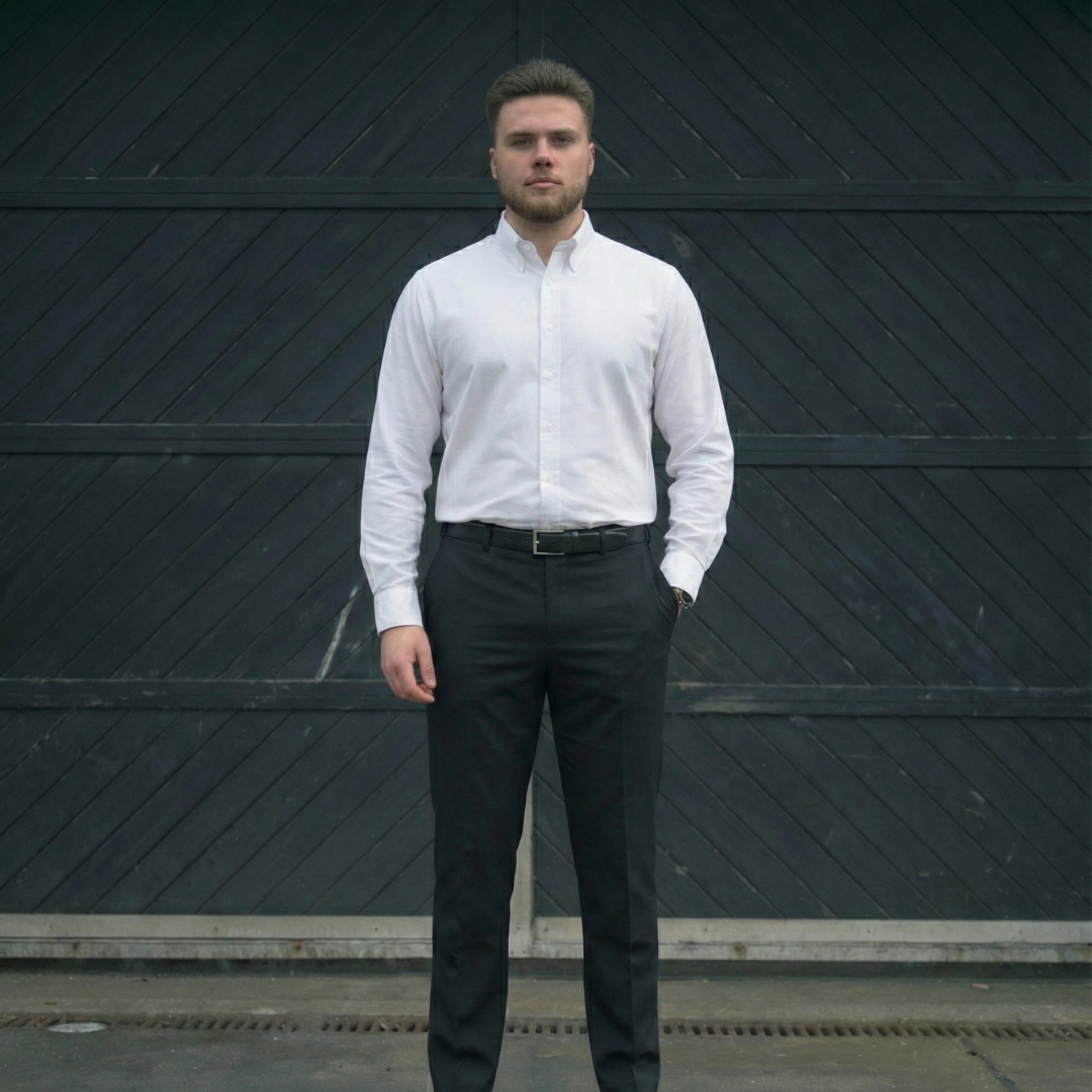 Camisa Oxford Hombre Manga Larga Clásica Trabajo Formal-0