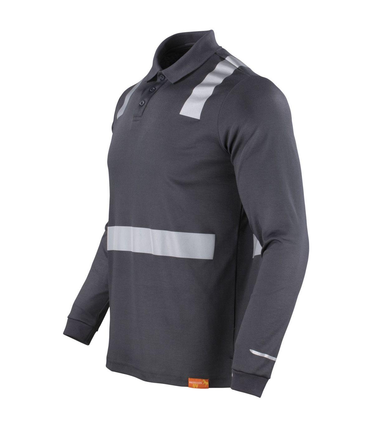 Polera Polo Hibrida con Cinta Reflectiva Manga Larga Hombre-2