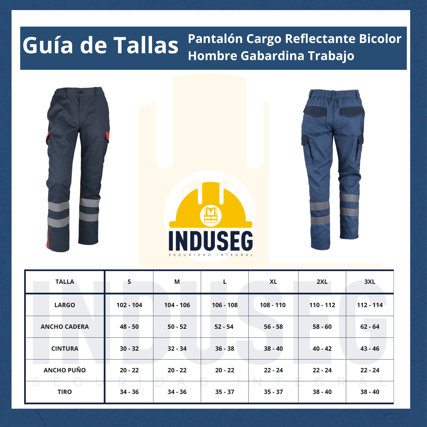 Pantalón Cargo Reflectante Bicolor Hombre Gabardina Trabajo-3