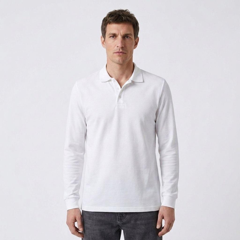 Polera Hombre Piqué Manga Larga Premium Casual Filtro UV-0