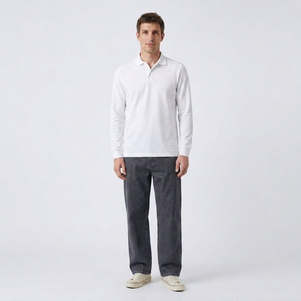 Polera Hombre Piqué Manga Larga Premium Casual Filtro UV-1