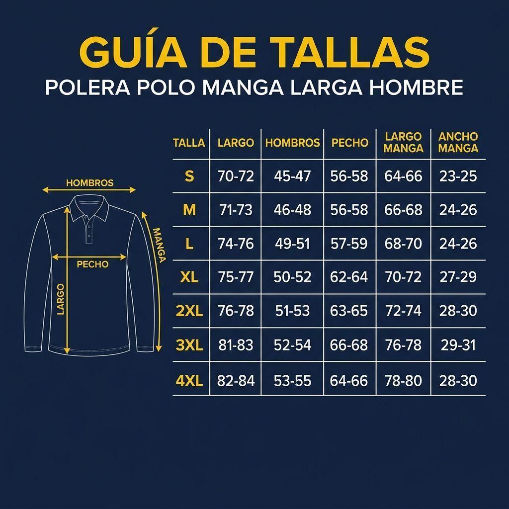 Polera Hombre Piqué Manga Larga Premium Casual Filtro UV-4