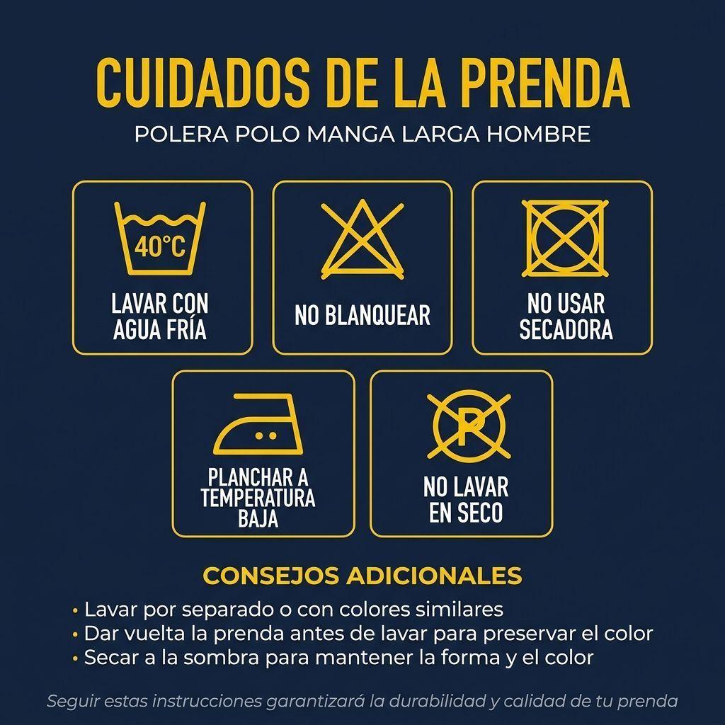 Polera Hombre Piqué Manga Larga Premium Casual Filtro UV-6