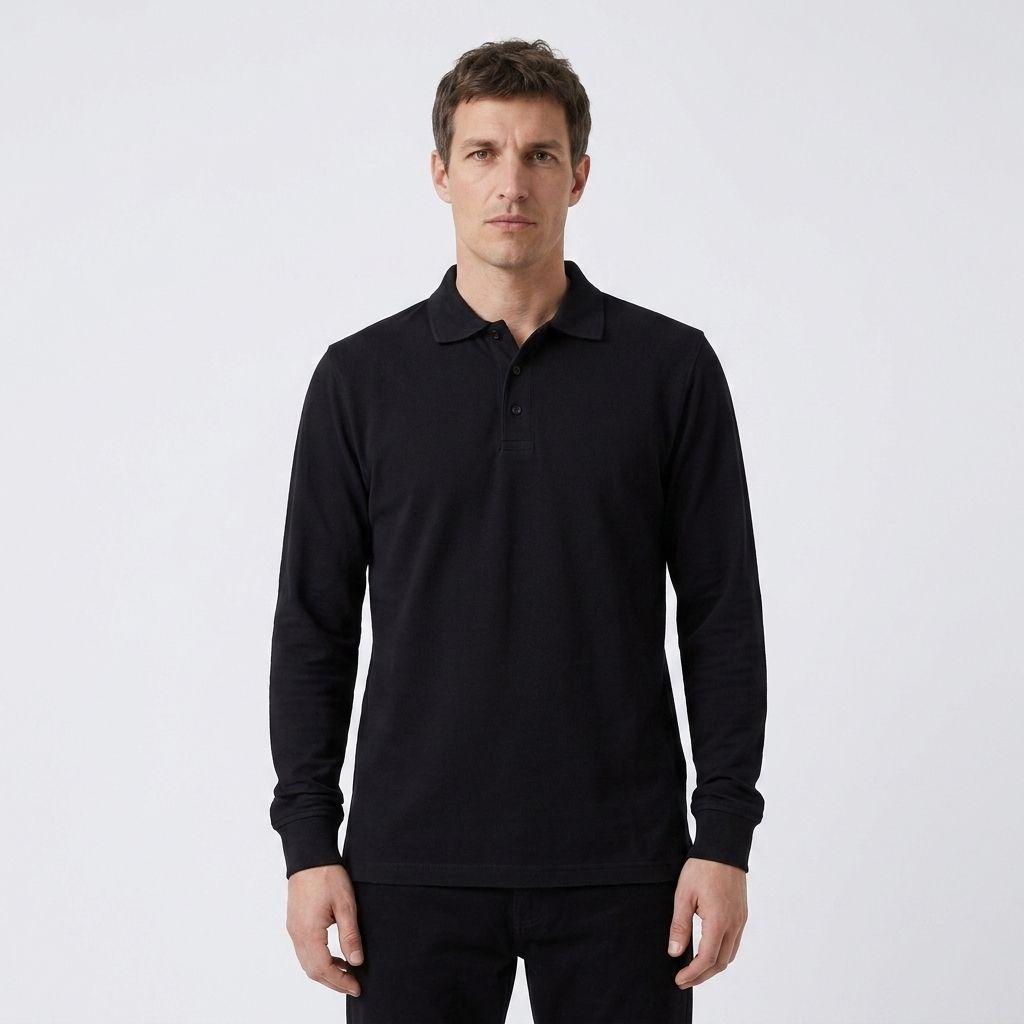 Polera Hombre Piqué Manga Larga Premium Casual Filtro UV-0