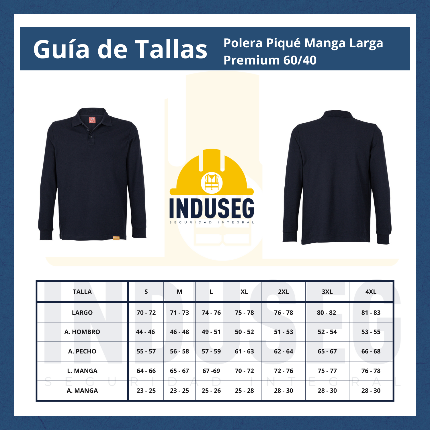 Polera Hombre Piqué Manga Larga Premium 60/40 Para Bordar-5