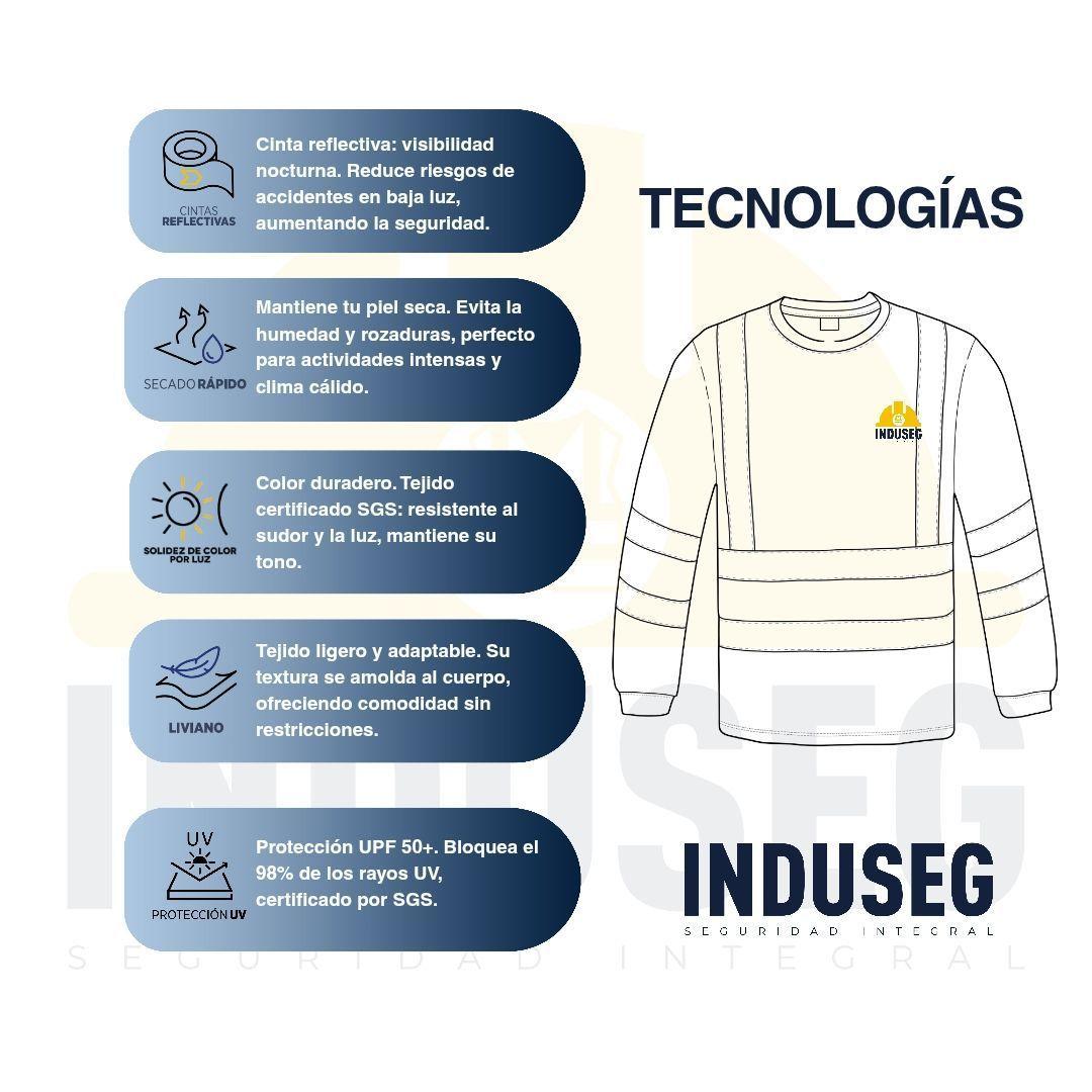 Polera Dry Fit Reflectante Manga Larga Hombre UPF50+ Trabajo-5