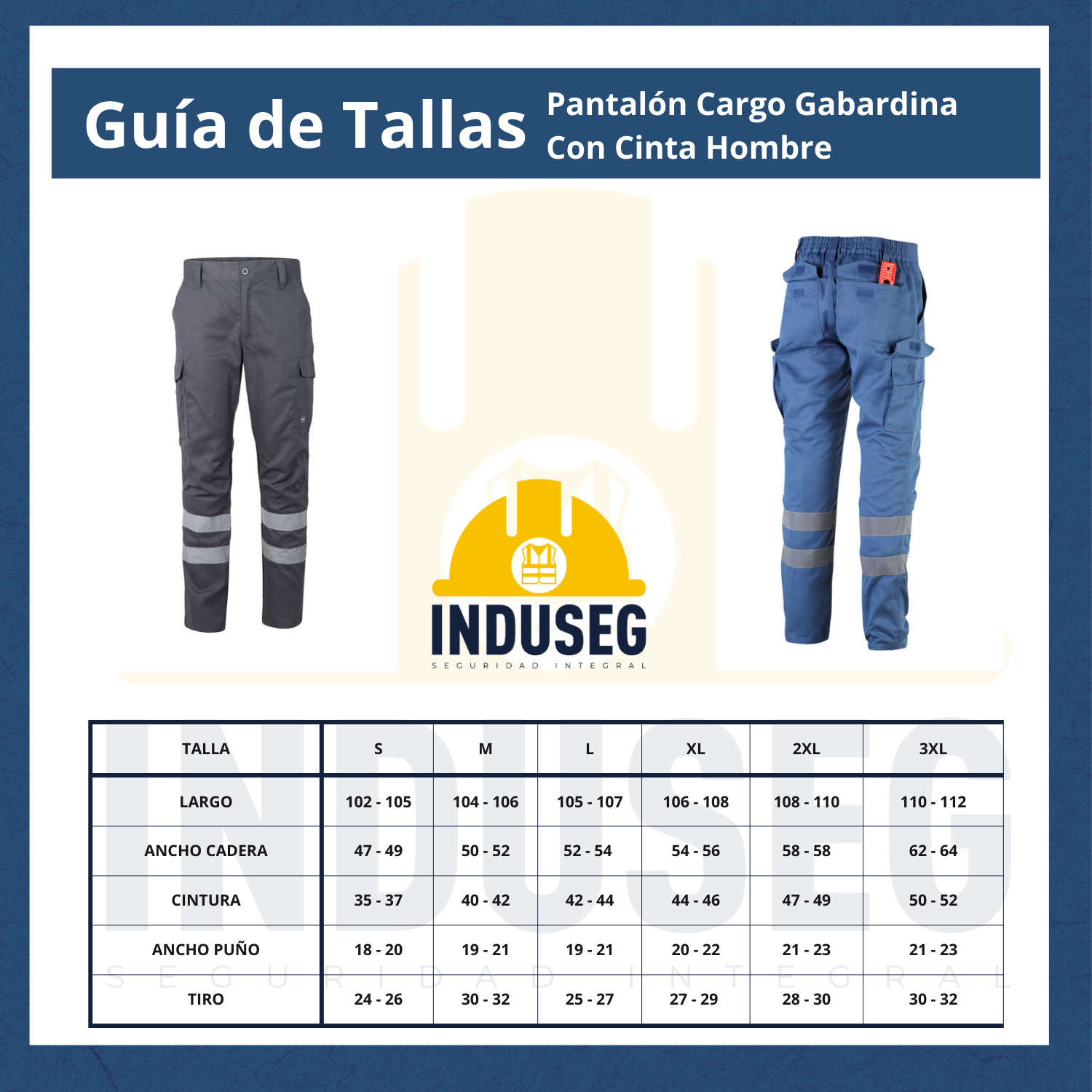 Pantalón Cargo Gabardina Con Cinta Reflectante Hombre-5