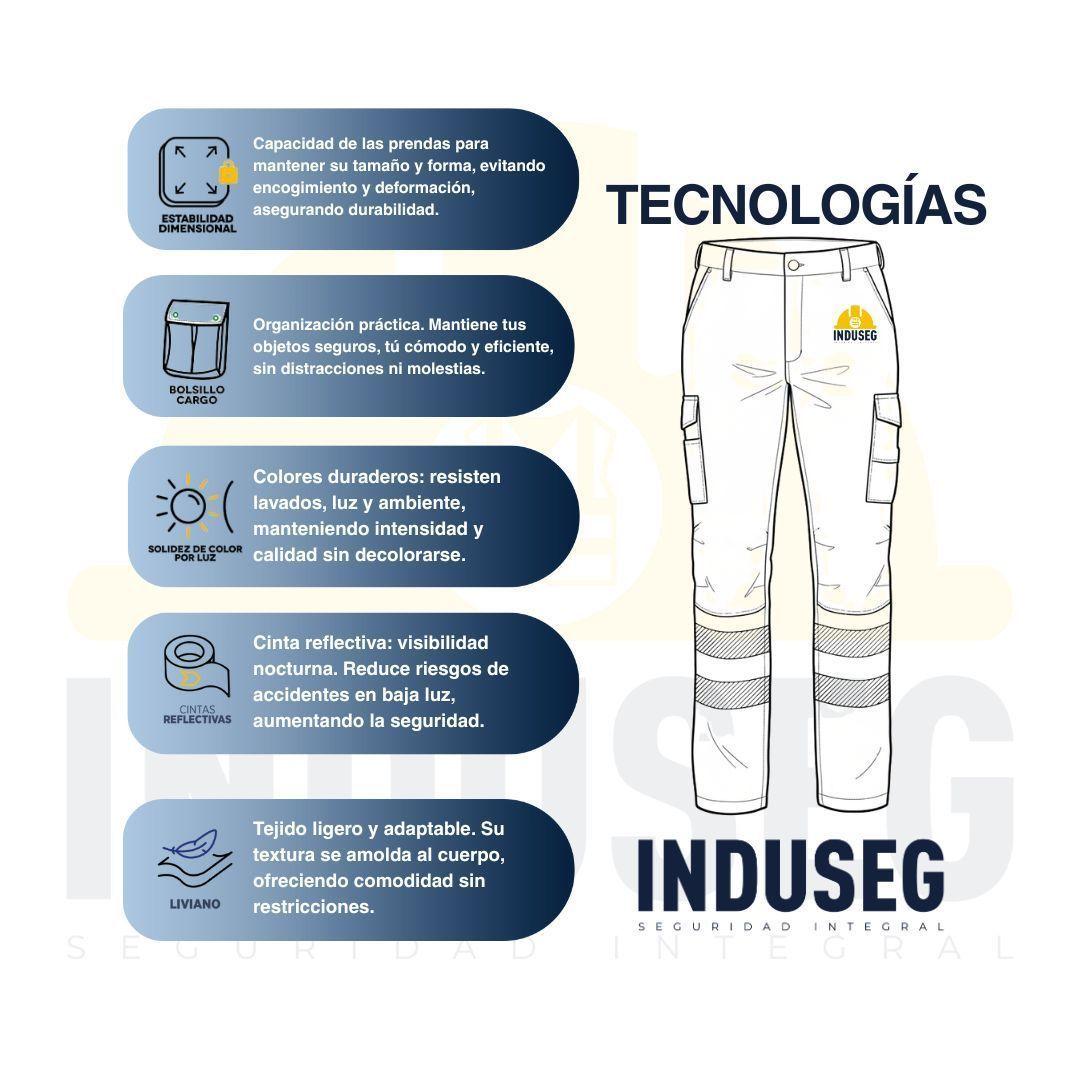 Pantalón Cargo Gabardina Con Cinta Reflectante Hombre-5