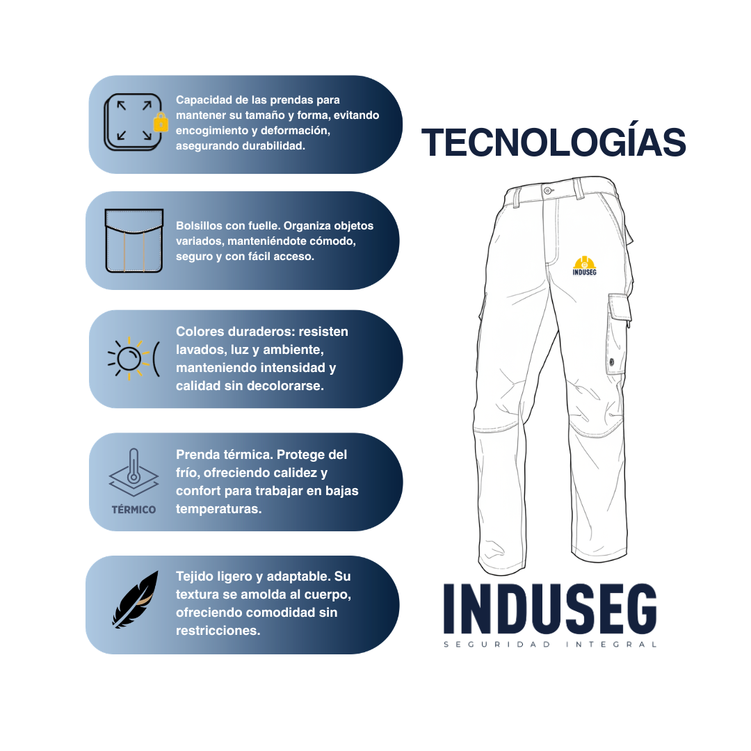 Pantalón Cargo Térmico Hombre Gabardina Forro Polar Trabajo-5