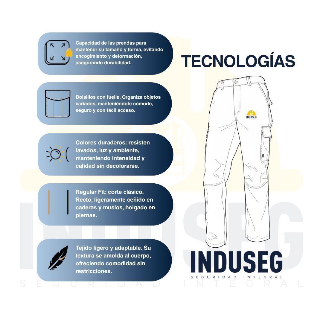 Pantalón de trabajo cargo gabardina cintura elásticada-6