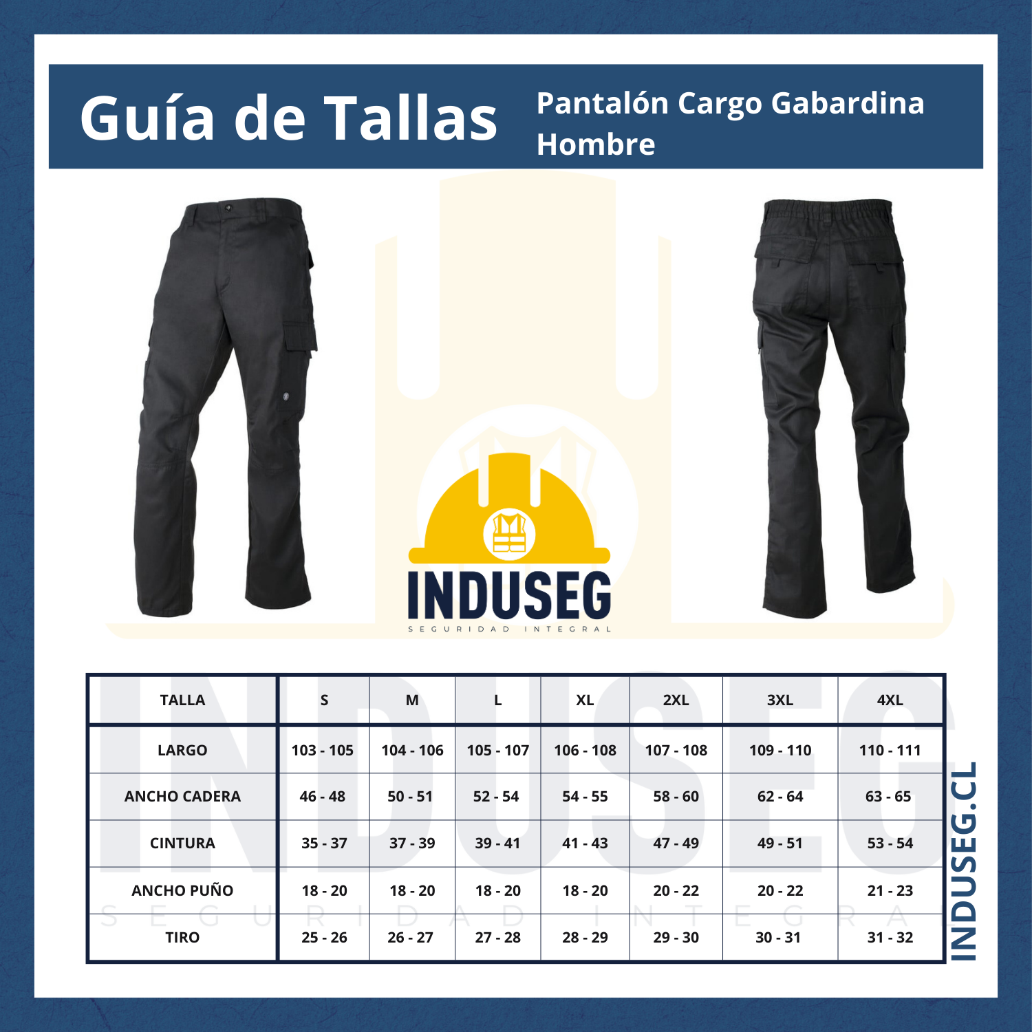 Pantalón de trabajo cargo gabardina cintura elásticada-5