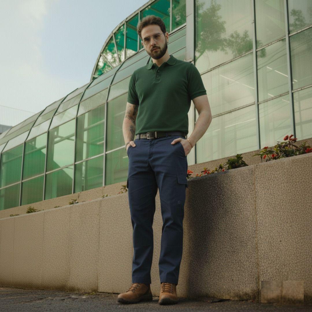 Pantalón de trabajo cargo gabardina cintura elásticada-2