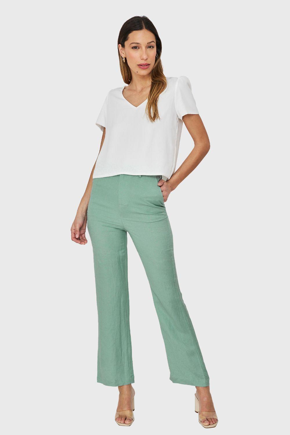 Pantalón Tipo Lino Menta Nicopoly-1