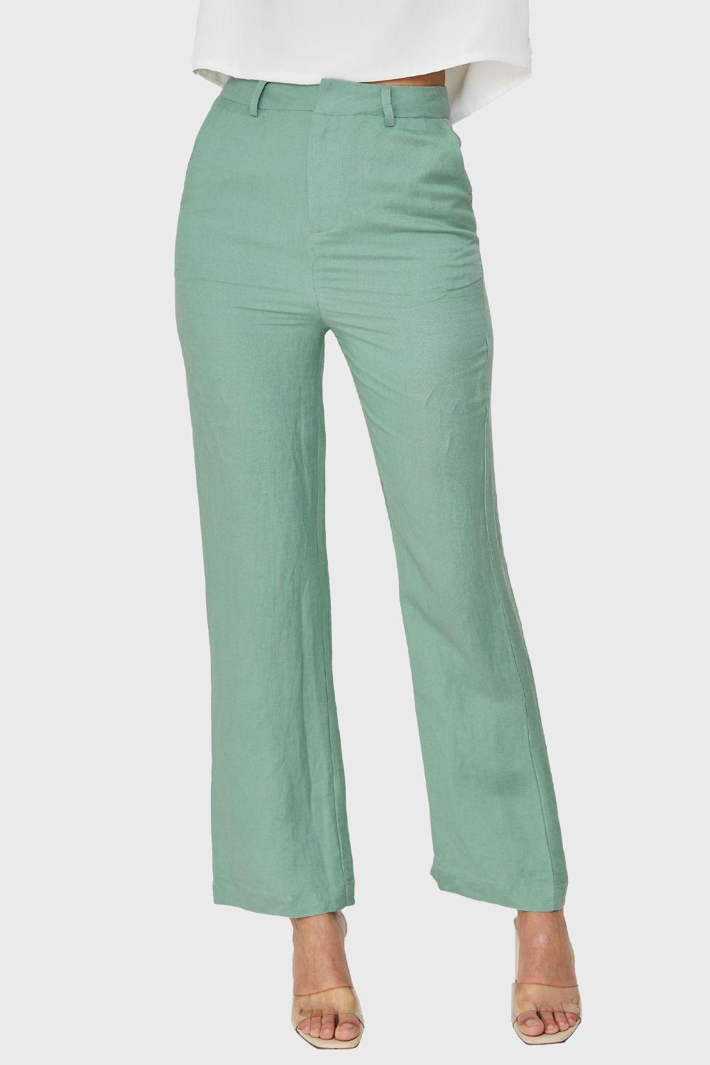 Pantalón Tipo Lino Menta Nicopoly-0