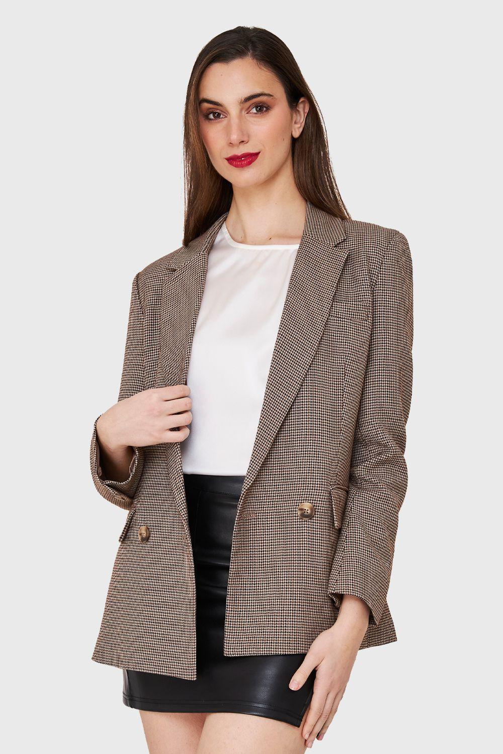 Blazer Pied De Poule Café Nicopoly-0