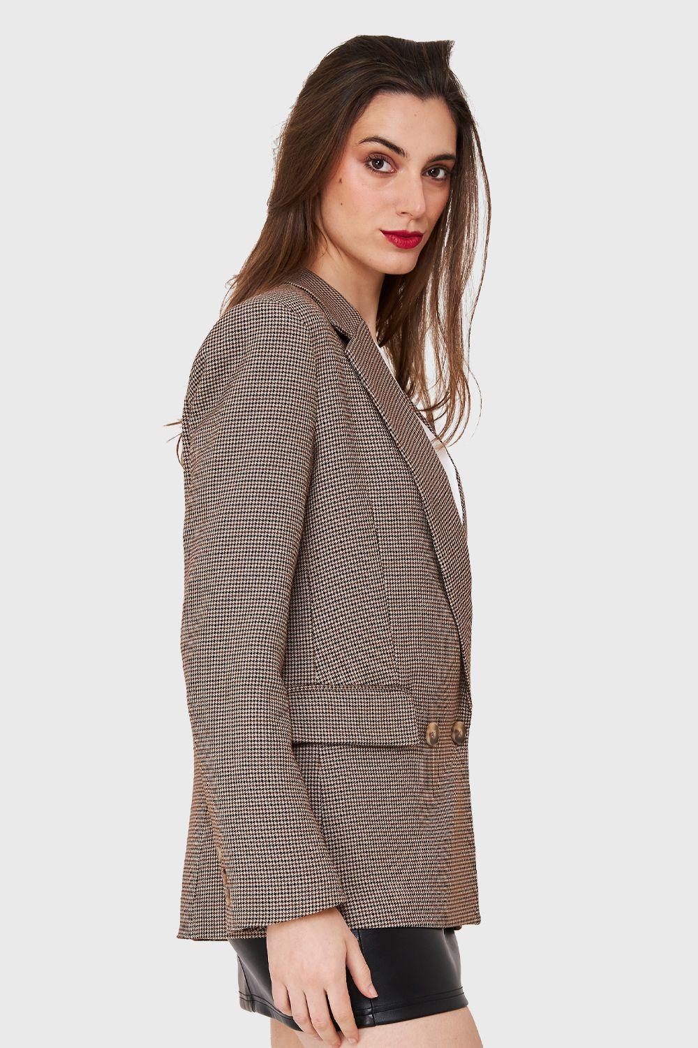 Blazer Pied De Poule Café Nicopoly-2