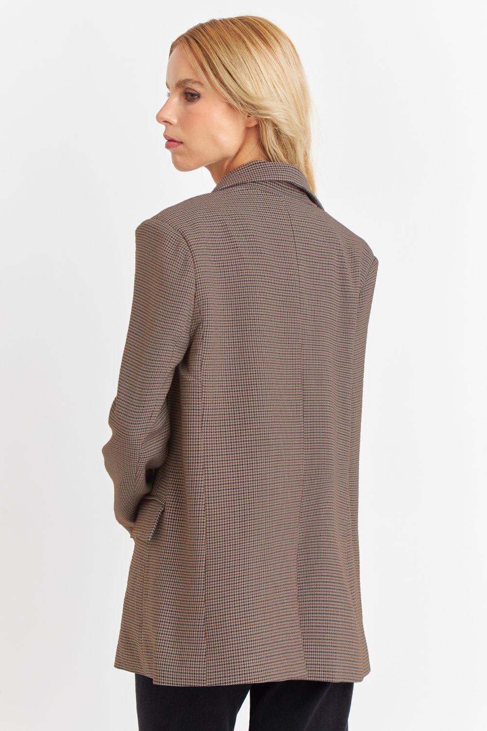 Blazer Pied De Poule Café Nicopoly-3