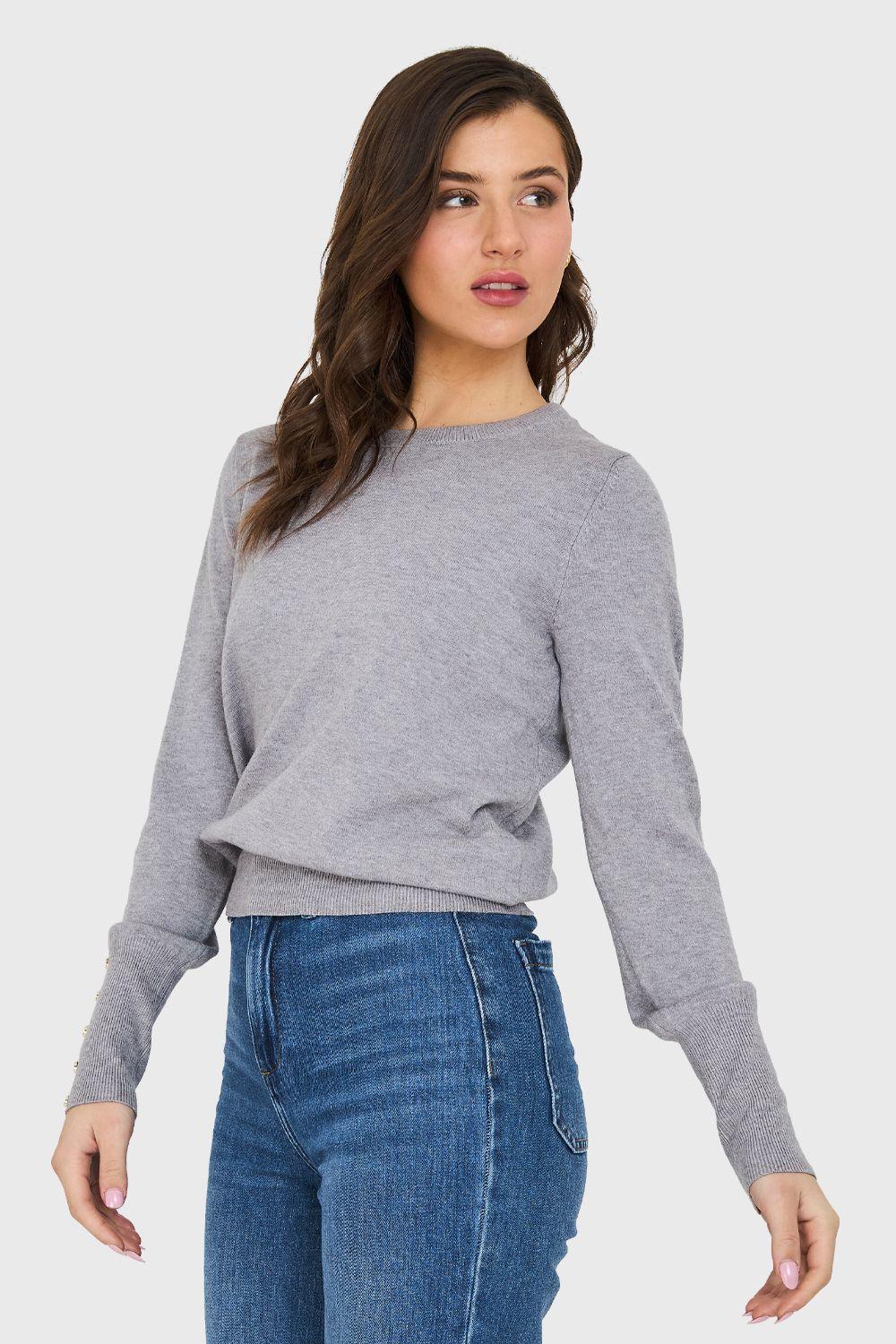 Sweater Básico Perlas Gris Nicopoly-2