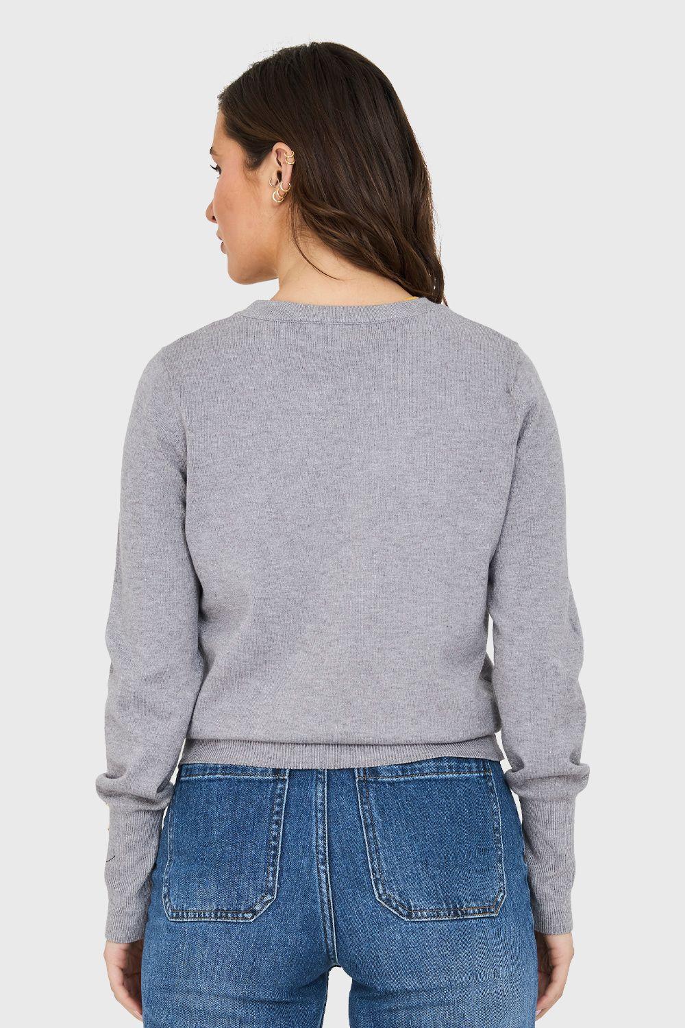 Sweater Básico Perlas Gris Nicopoly-3
