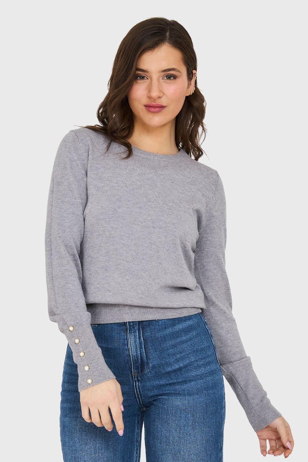 Sweater Básico Perlas Gris Nicopoly-4