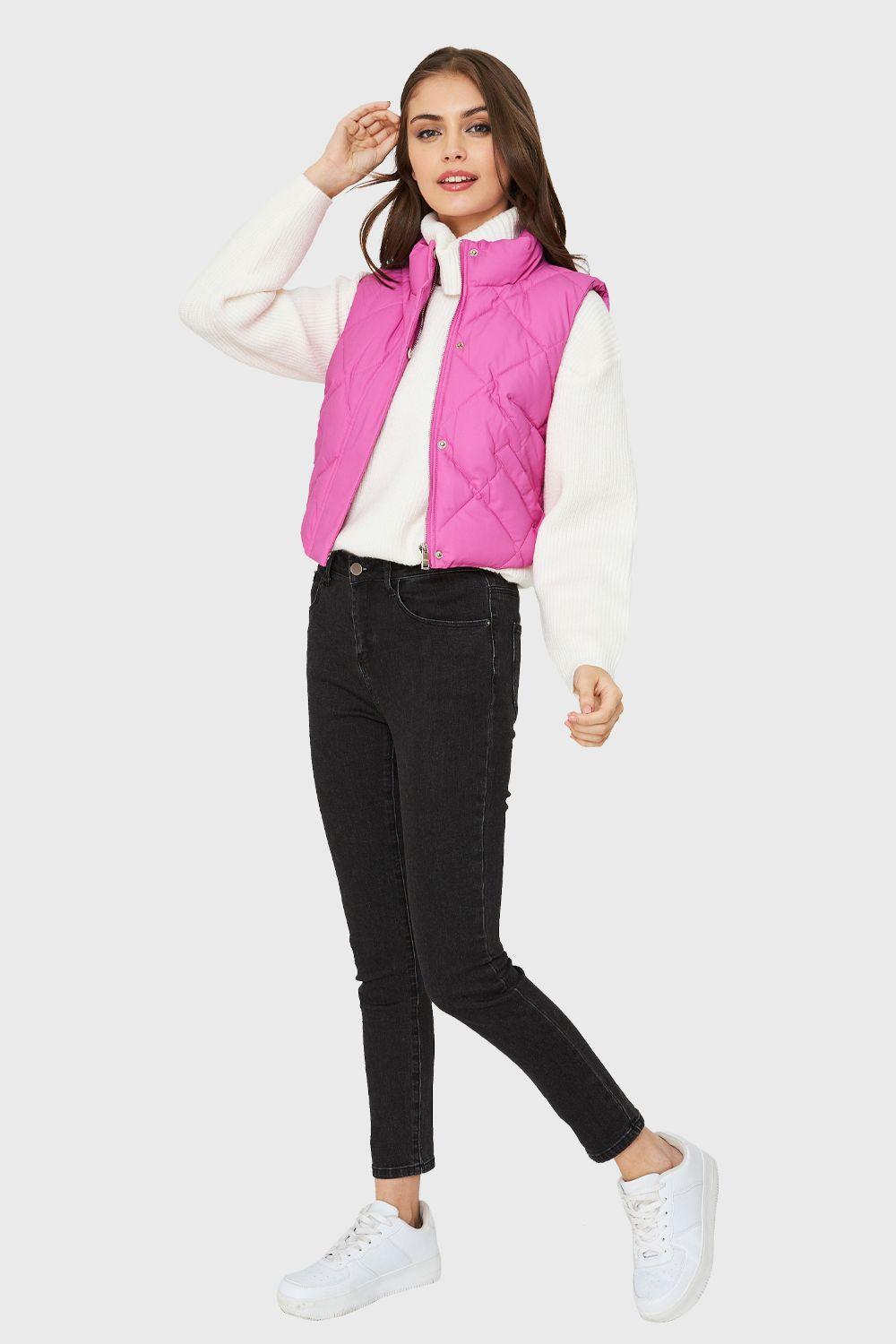 Parka Corta Sin Mangas Fucsia Nicopoly-1