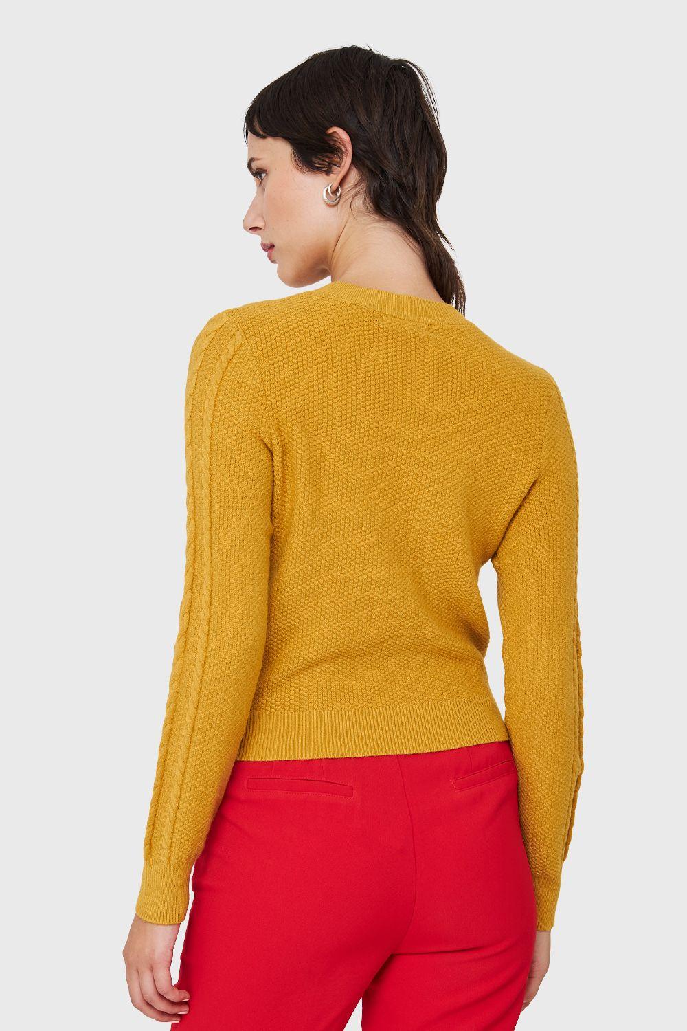 Sweater Punto Trenzado Mostaza Nicopoly-3