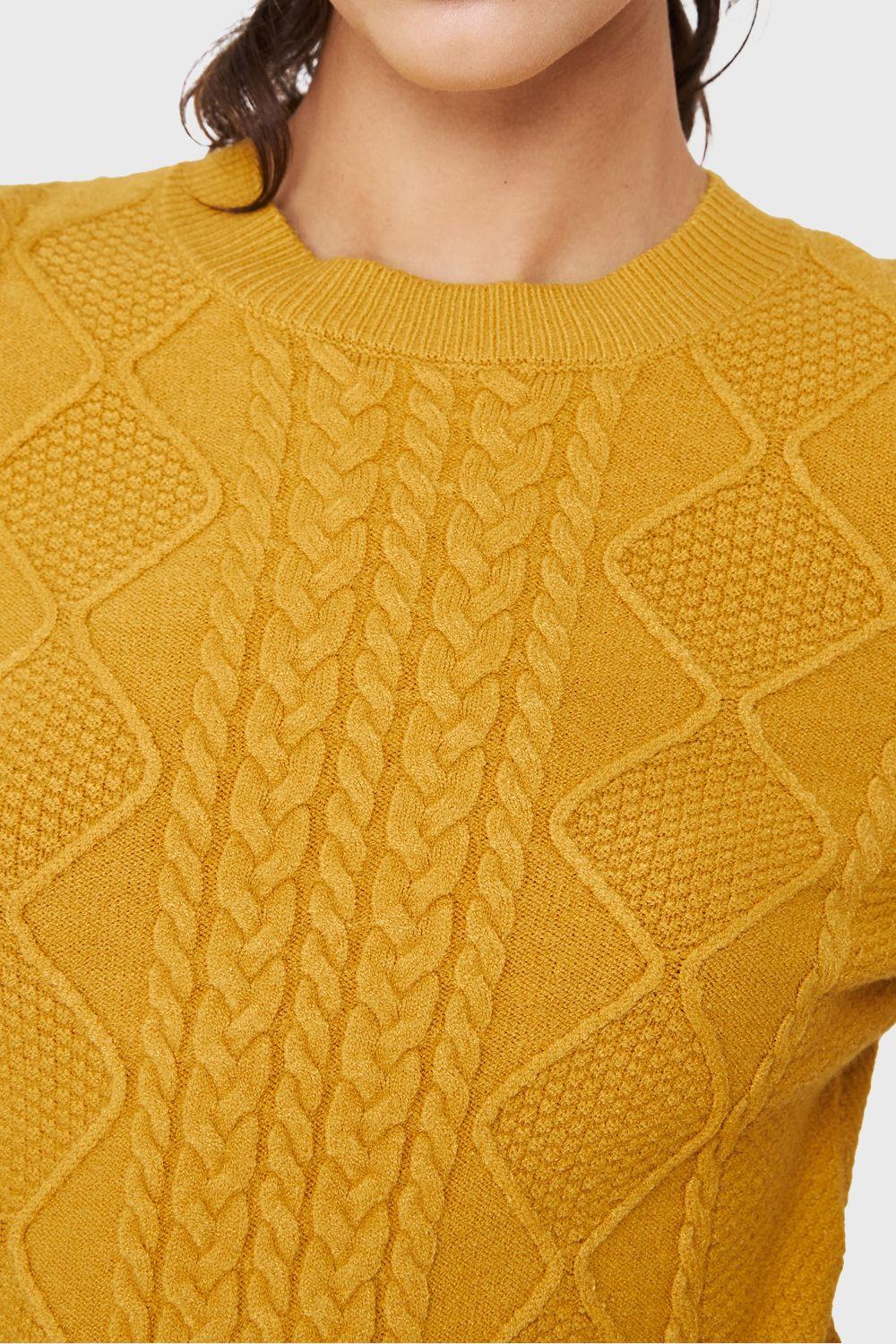 Sweater Punto Trenzado Mostaza Nicopoly-5
