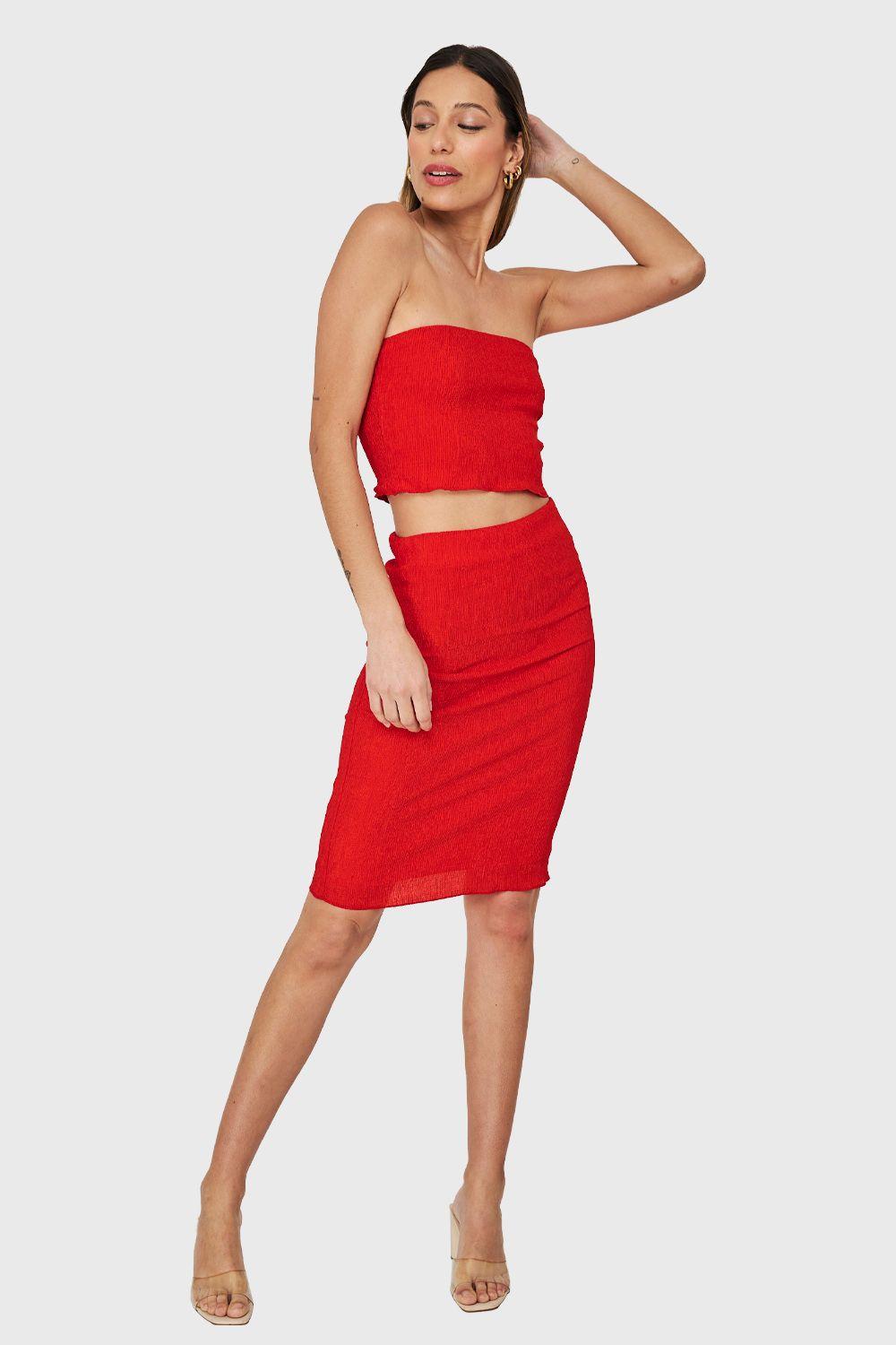Top Strapless Elasticado Rojo Nicopoly-1