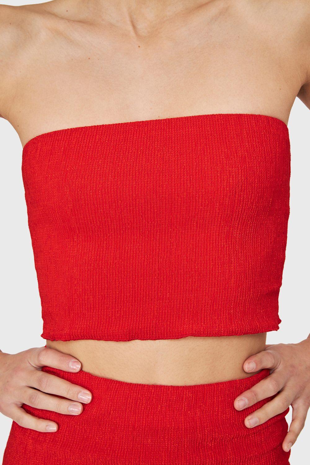 Top Strapless Elasticado Rojo Nicopoly-5