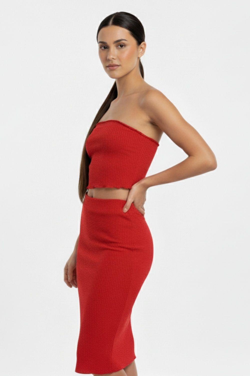 Top Strapless Elasticado Rojo Nicopoly-1