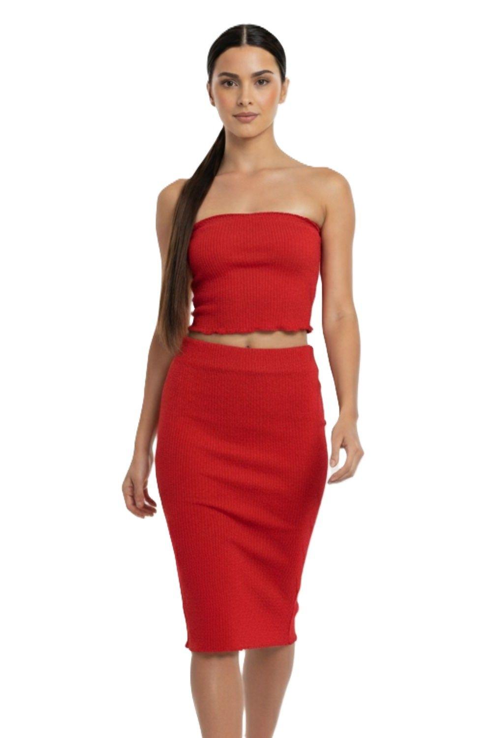 Top Strapless Elasticado Rojo Nicopoly-0