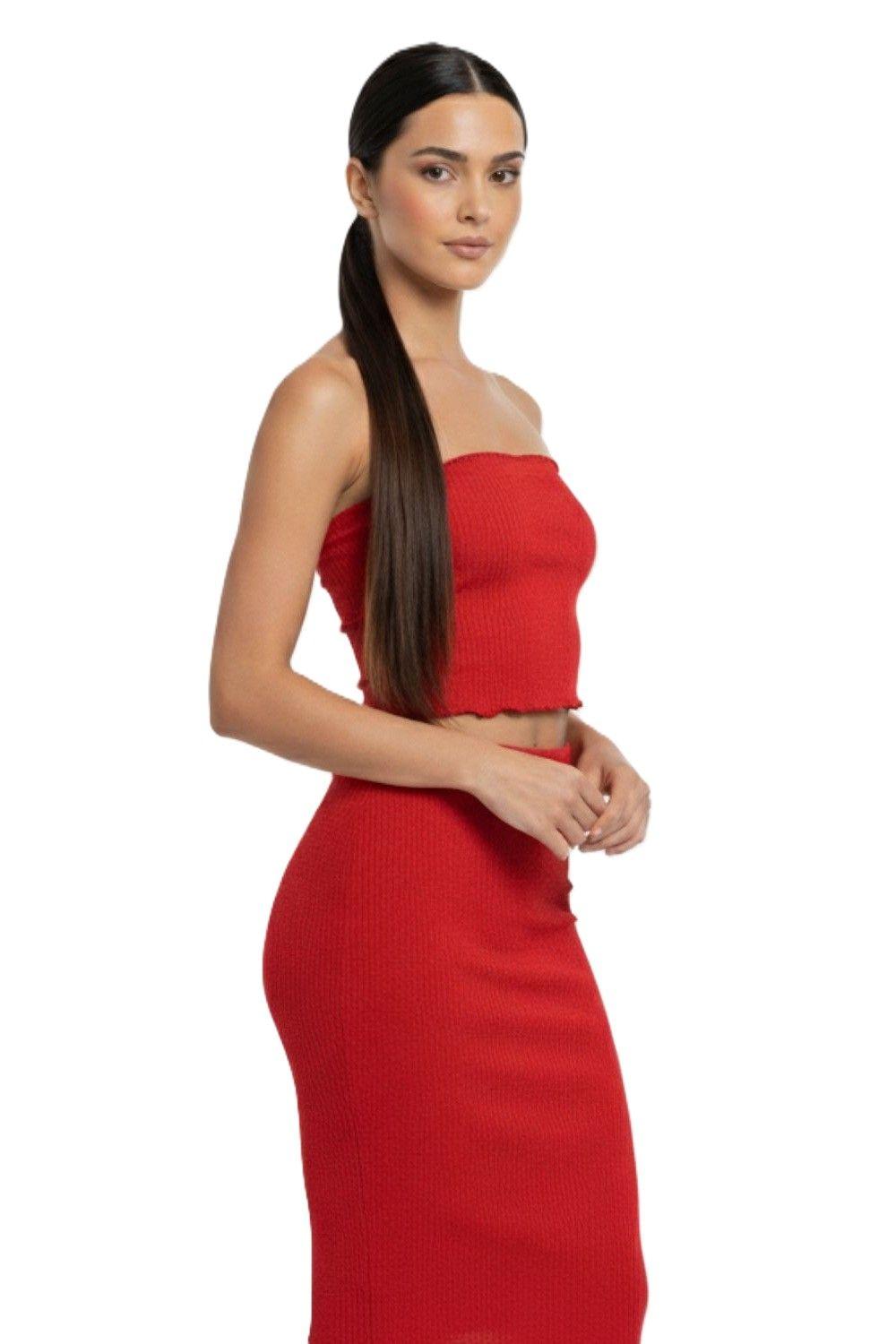 Top Strapless Elasticado Rojo Nicopoly-2