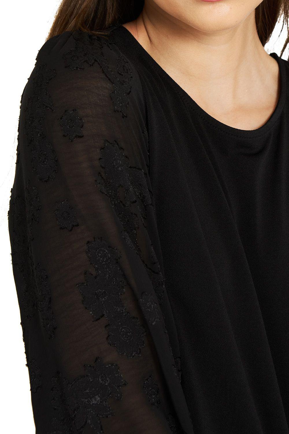 Polera Manga Floral Negro Nicopoly-4