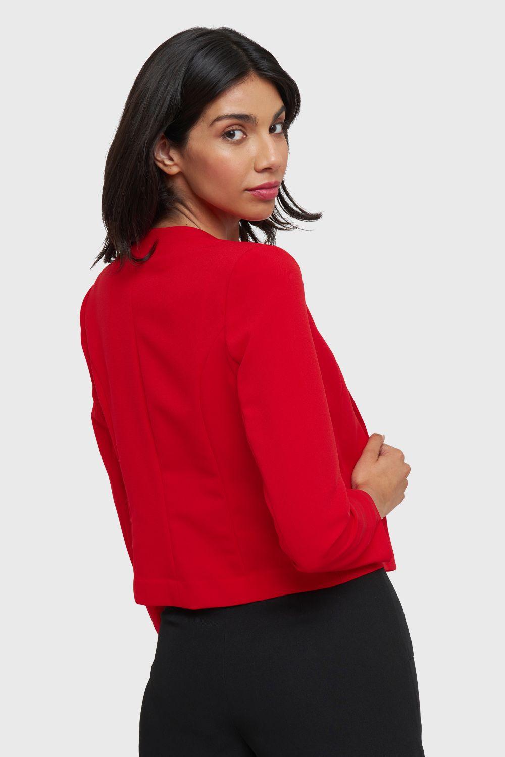 Blazer Corto Botón Dorado Rojo Nicopoly-3