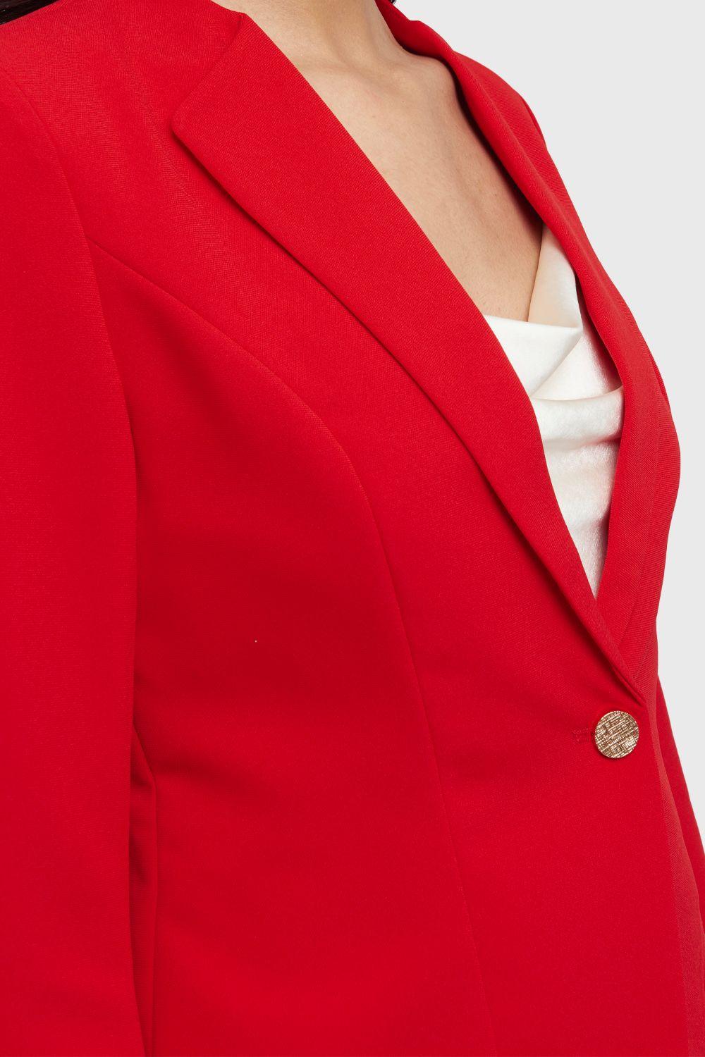 Blazer Corto Botón Dorado Rojo Nicopoly-5