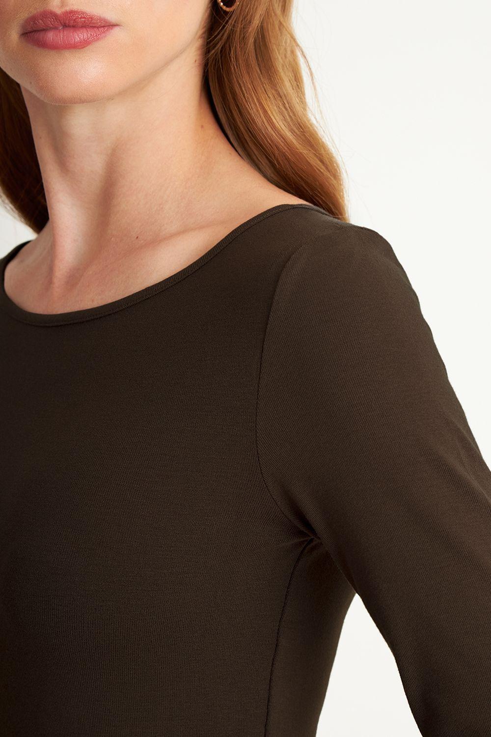 Polera Manga Larga Cuello Bote Café Nicopoly-5