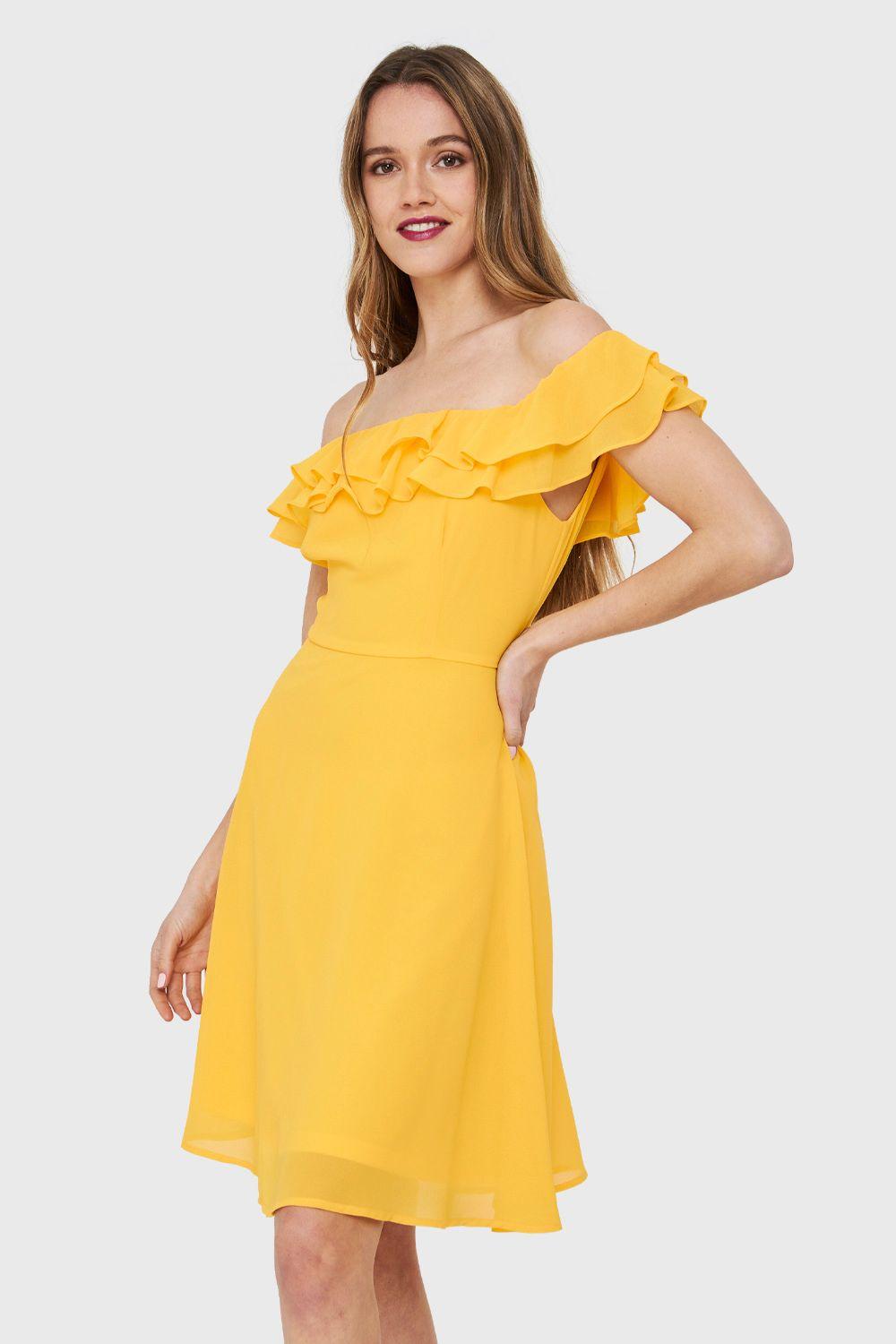 Vestido Escote Vuelo Amarillo Nicopoly-2