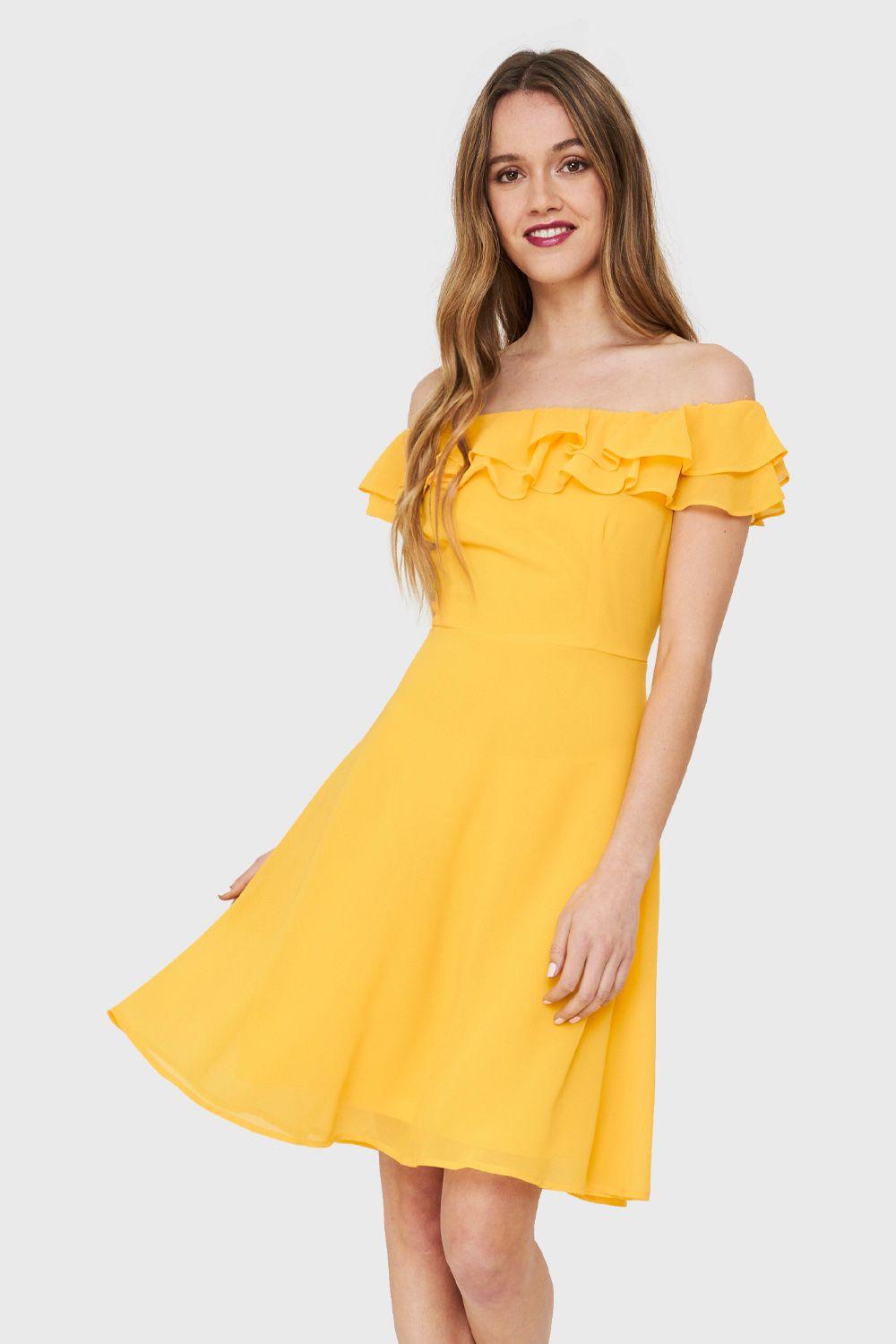 Vestido Escote Vuelo Amarillo Nicopoly-4
