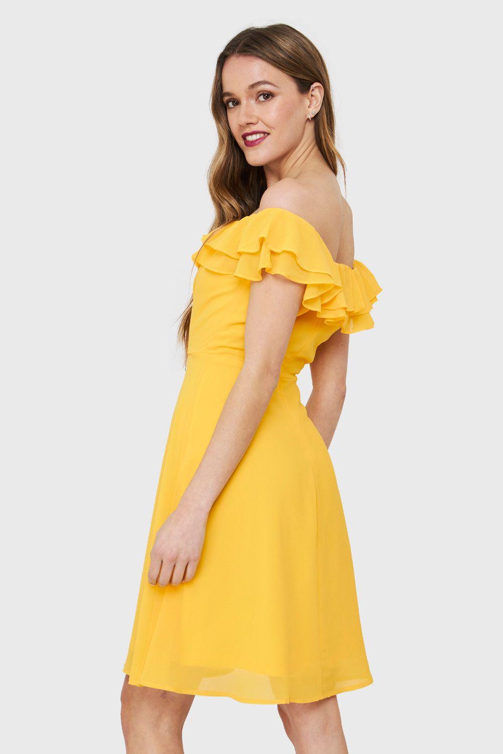 Vestido Escote Vuelo Amarillo Nicopoly-3