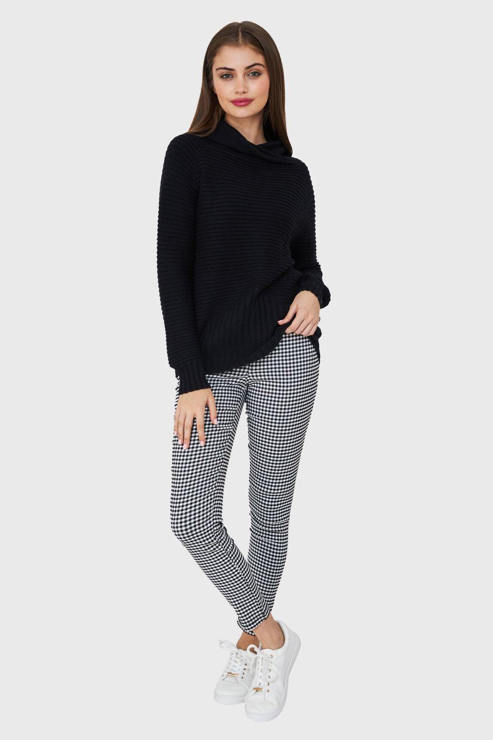 Sweater Cuello Tortuga Canalé Negro Nicopoly-1
