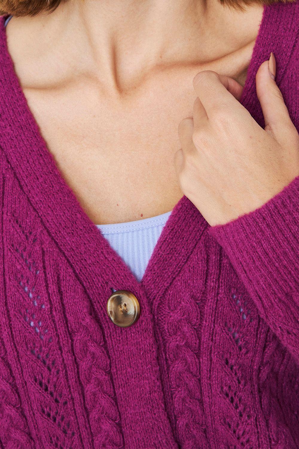 Cárdigan Punto Fantasía Magenta Nicopoly-5