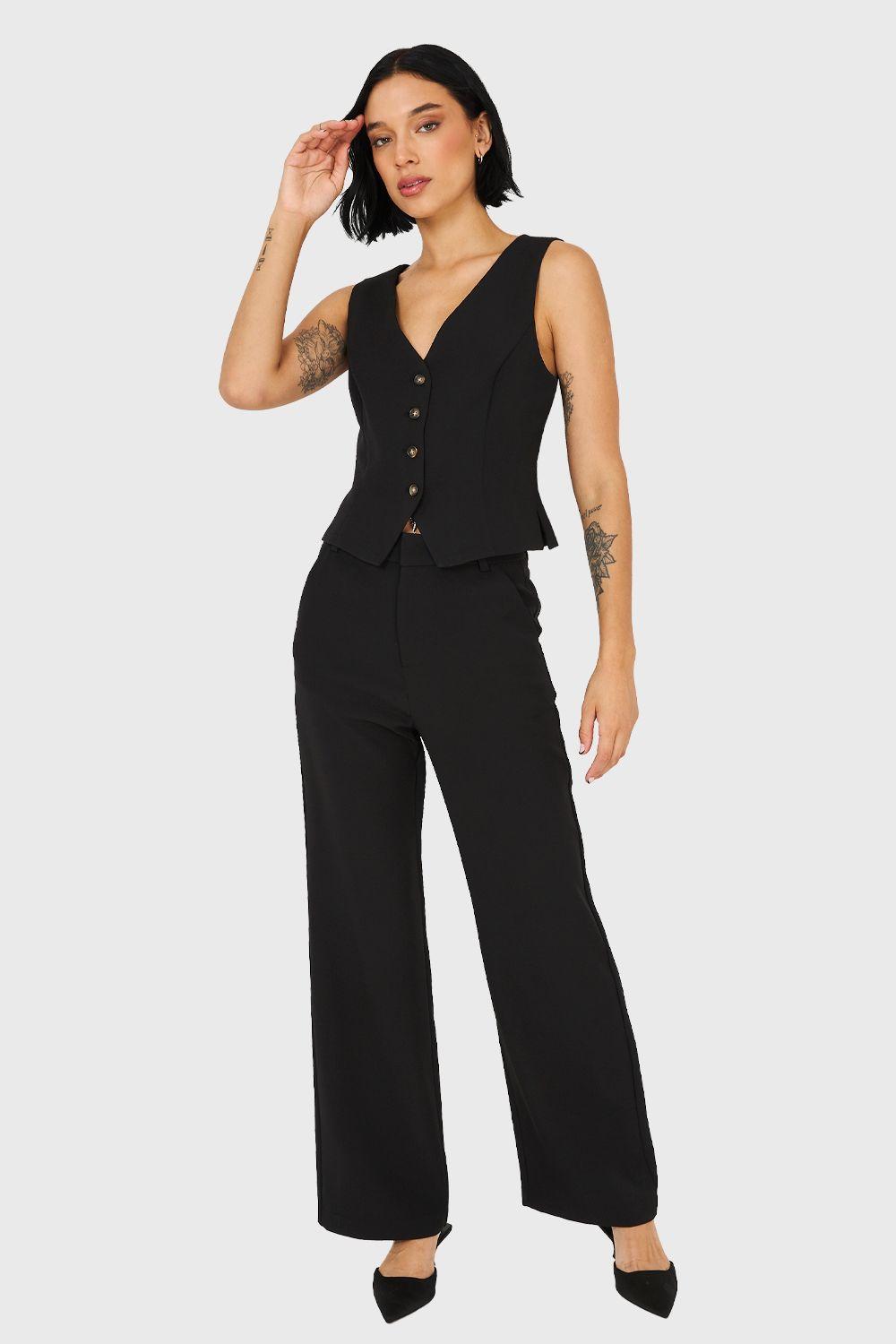 Gilet 4 Botones Negro Nicopoly-1