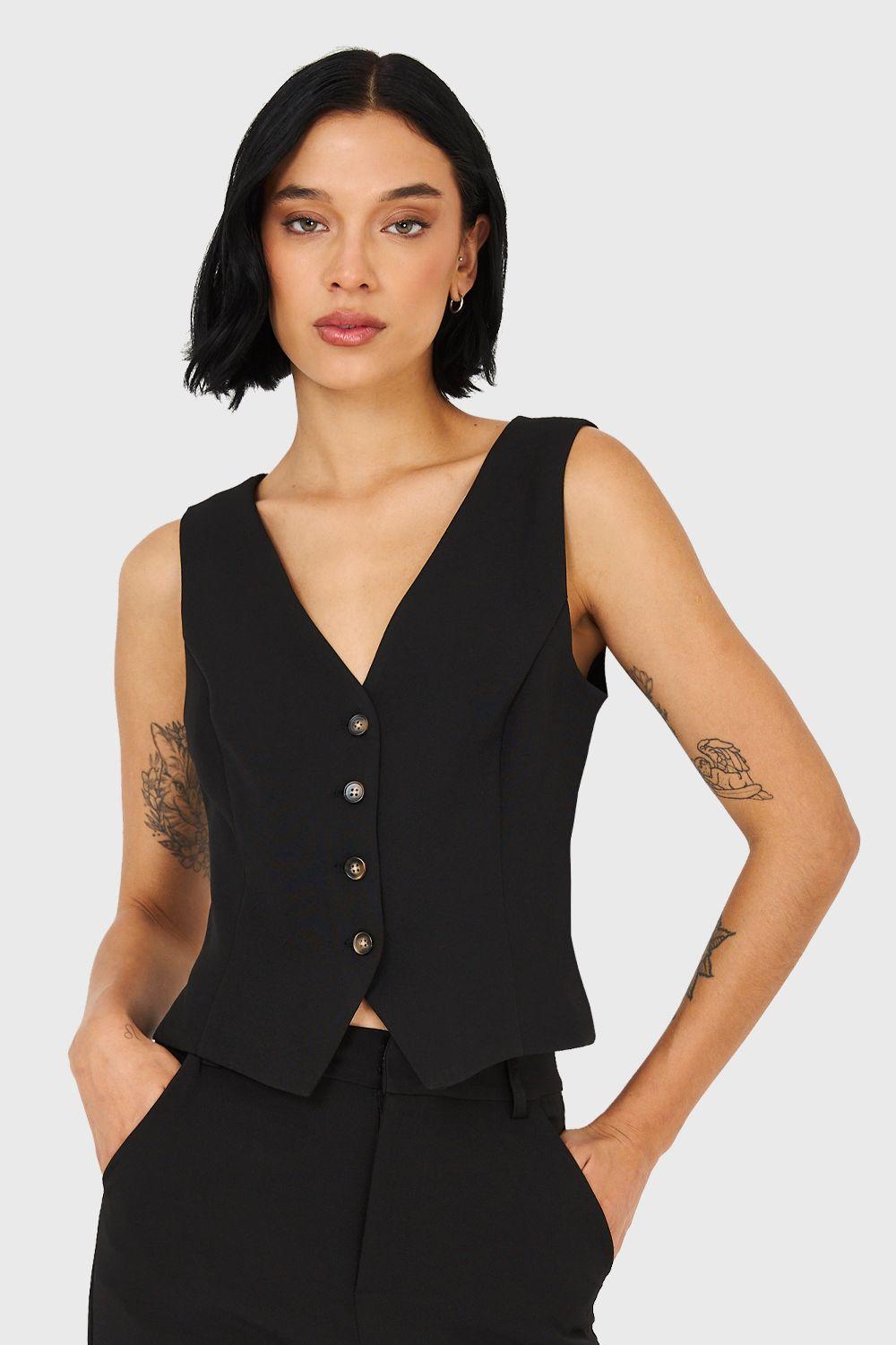 Gilet 4 Botones Negro Nicopoly-4